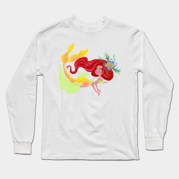 Mermaid red hair Long Sleeve T-Shirt by AlineSantAnna